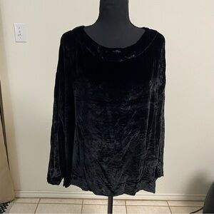 Bryn Walker Blouse Women’s Size Medium Black Velvet Silk Blend Long Sleeve Top